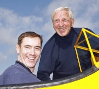 Blue Angel pilot, LCDR Tom Winkler with Tom Lowe after their